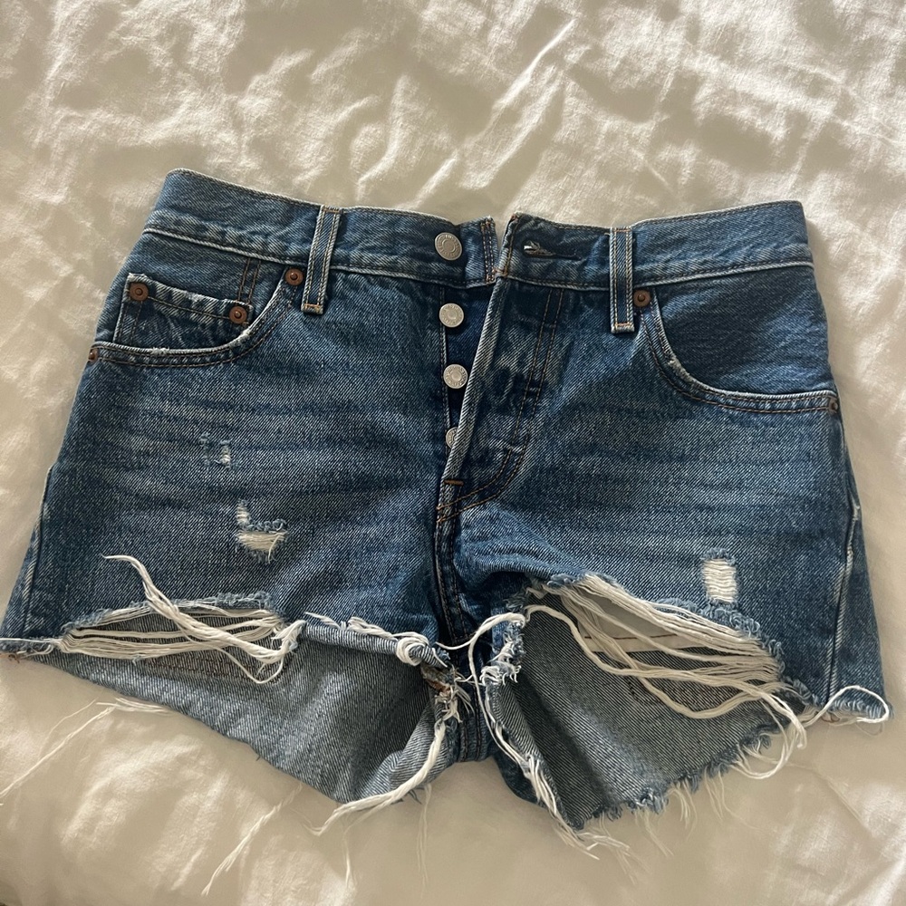 Levi's High Waisted Distressed Jean Shorts